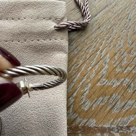 David Yurman Twisted Silver Hoop Earrings, 1 inch - Picture 3 of 3